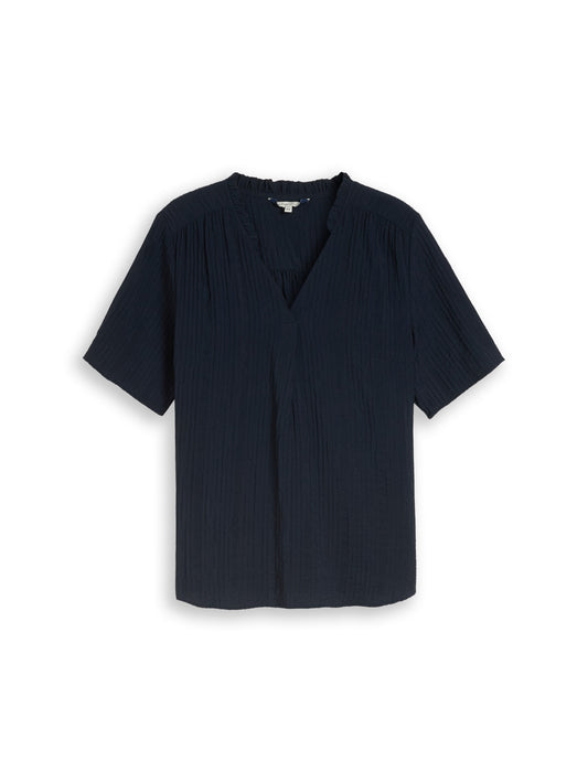 Plus Size - Crinkle Bluse mit V-Ausschnitt