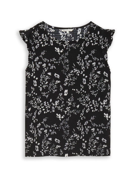 Loose Fit Crinkle Top mit Volants