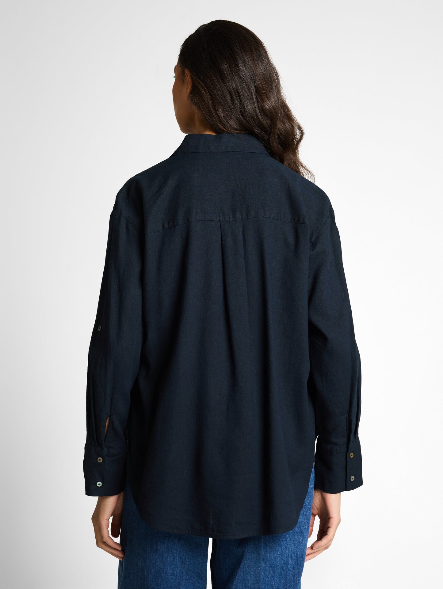 Oversize Hemdbluse mit Leinenanteil