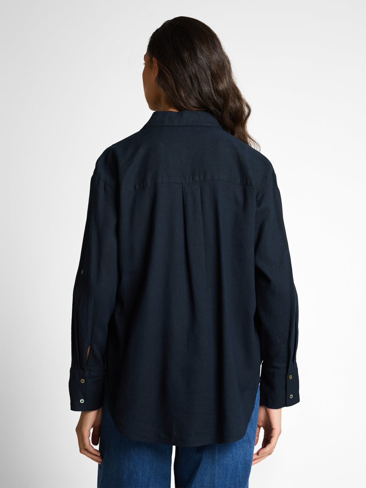 Oversize Hemdbluse mit Leinenanteil