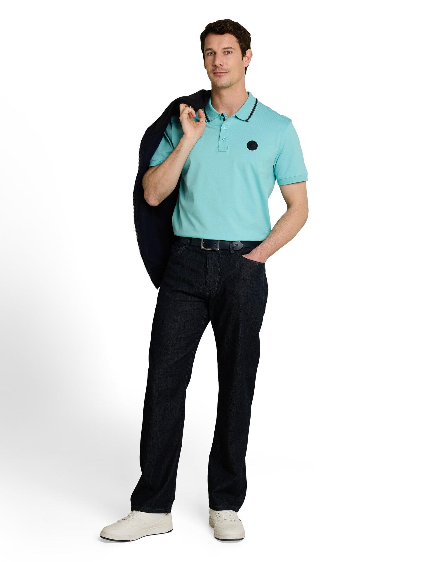 Jersey Poloshirt mit Logo-Badge