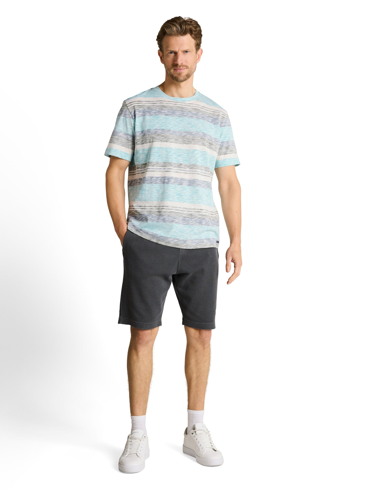 T-Shirt mit Inside-Out Streifenmuster