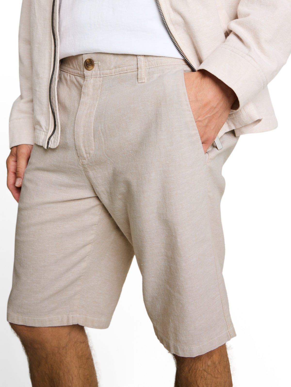 TTREGULAR Chino Shorts mit Leinenanteil