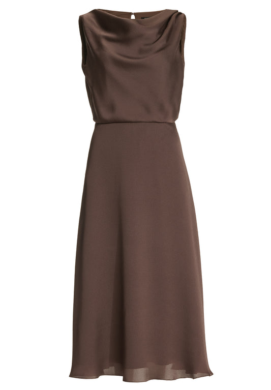 Cocktailkleid aus Satin mit Wasserfall Ausschnitt