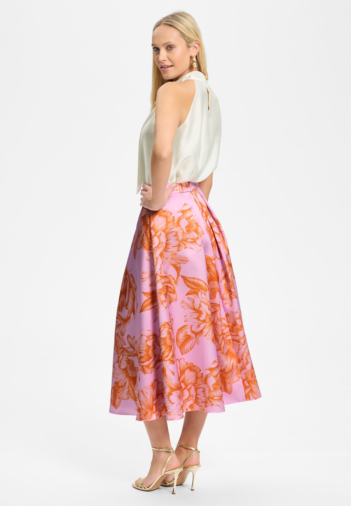 Ärmelloses Top mit Schluppe aus nachhaltigem Satin