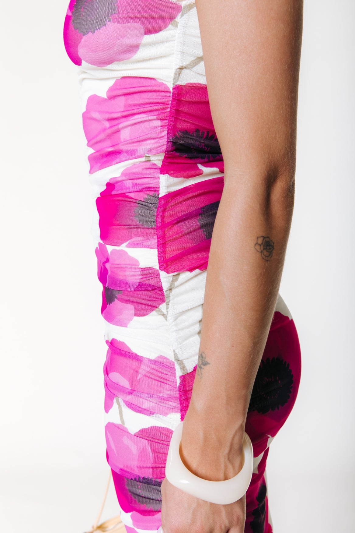 Donna Printed Mesh Midi Dress