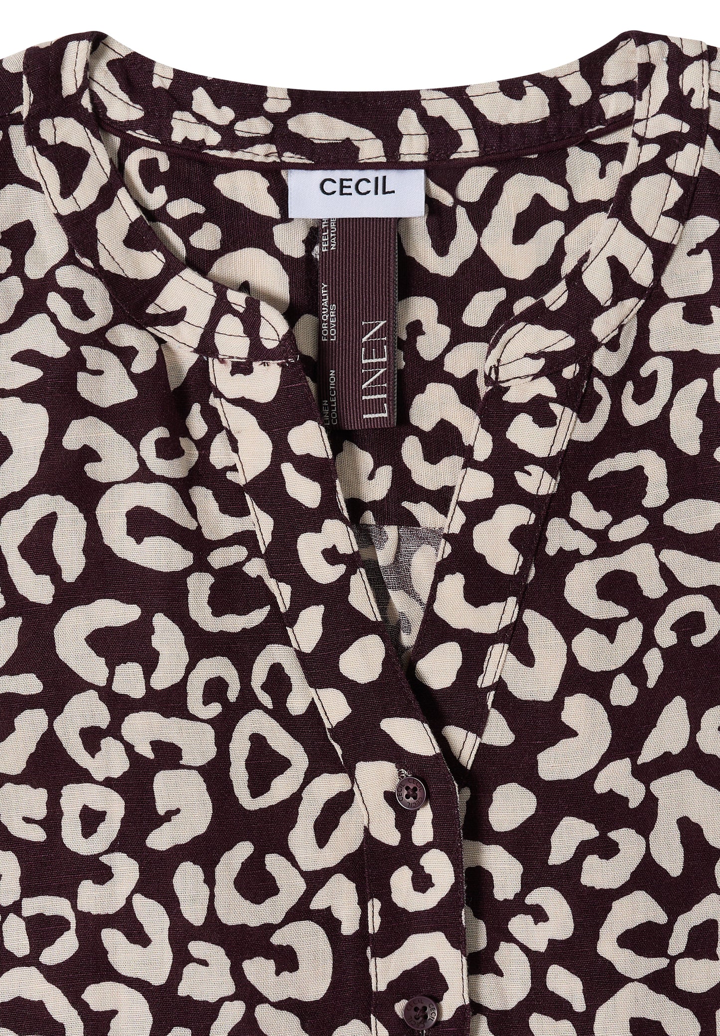 Bluse mit Leo-Muster aus Leinenmix