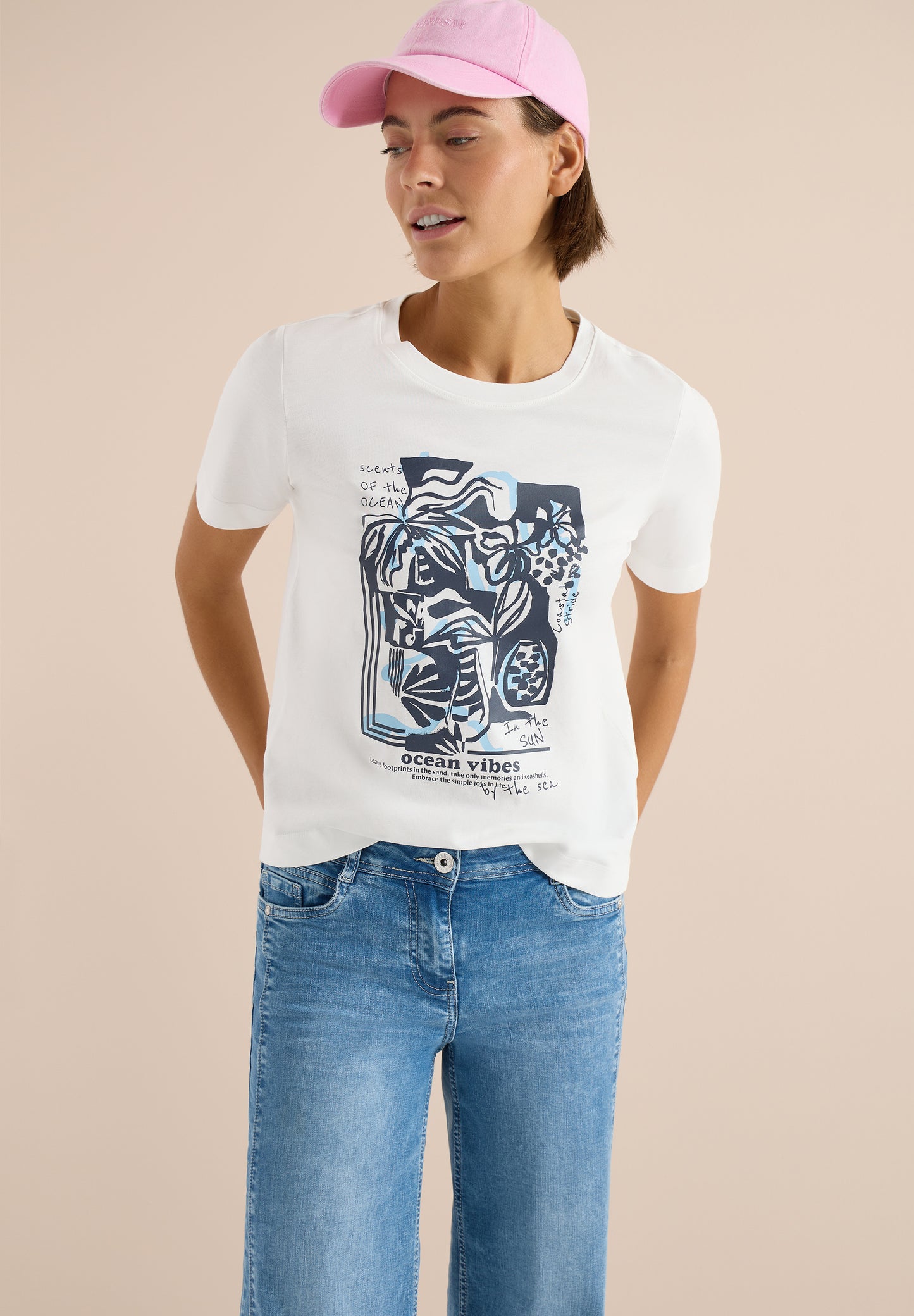 Shirt mit Rundhals und maritimem Print