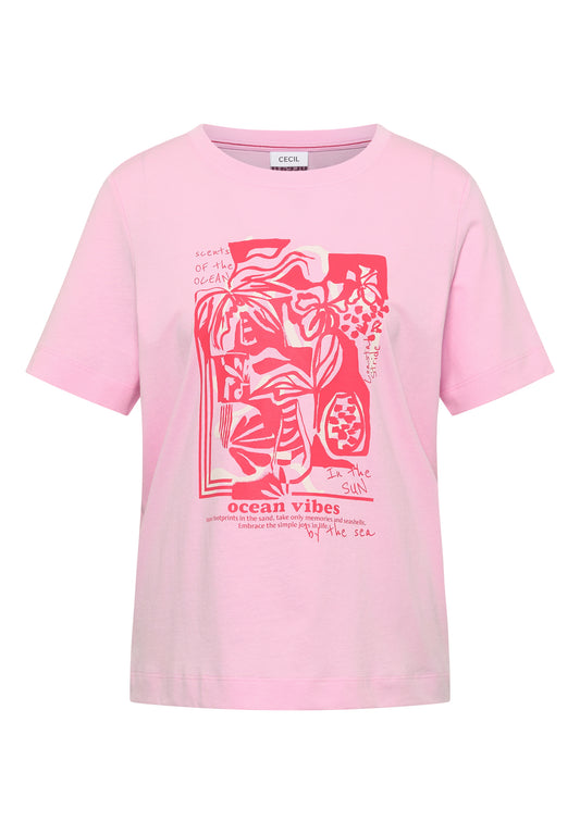 Shirt mit Rundhals und maritimem Print
