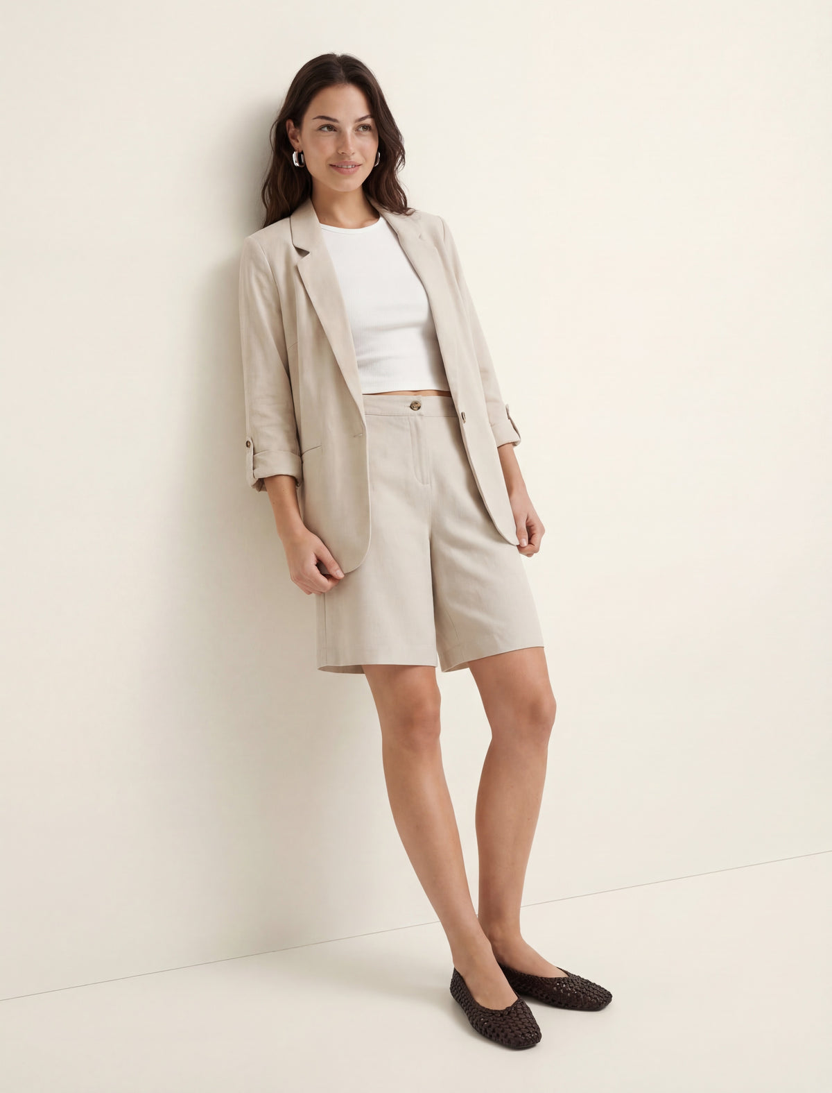 VMJESMILO LIN 3/4 LOOSE BLAZER WVN NOOS