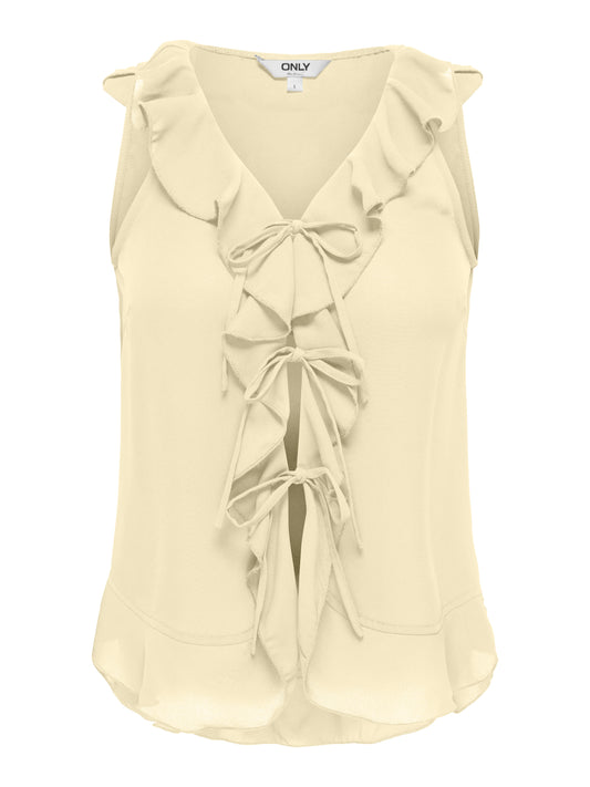 ONLMONET S/L FLOWY V-NECK RUFFLE TOP WVN