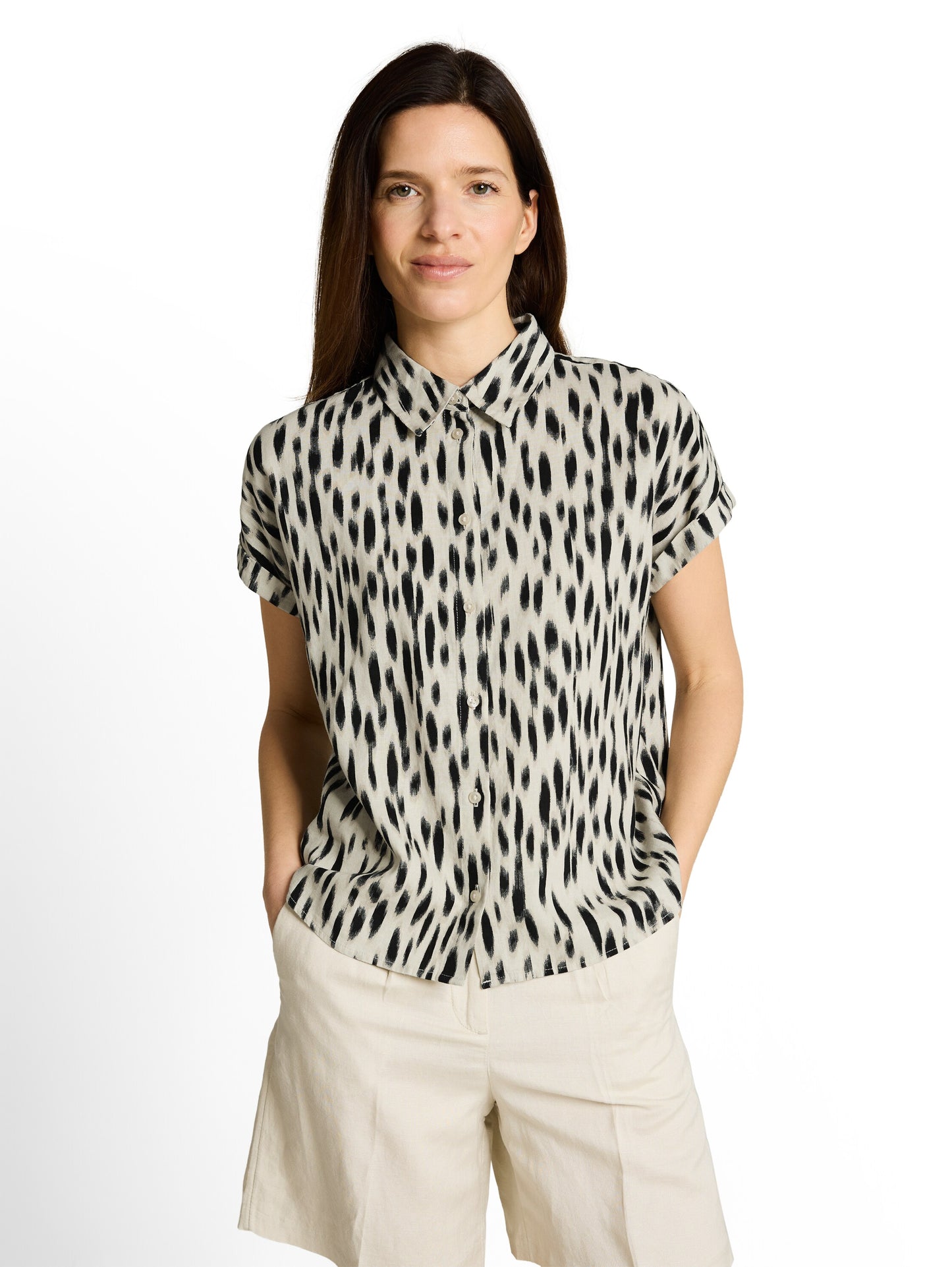 Loose Fit Bluse mit Leinenanteil