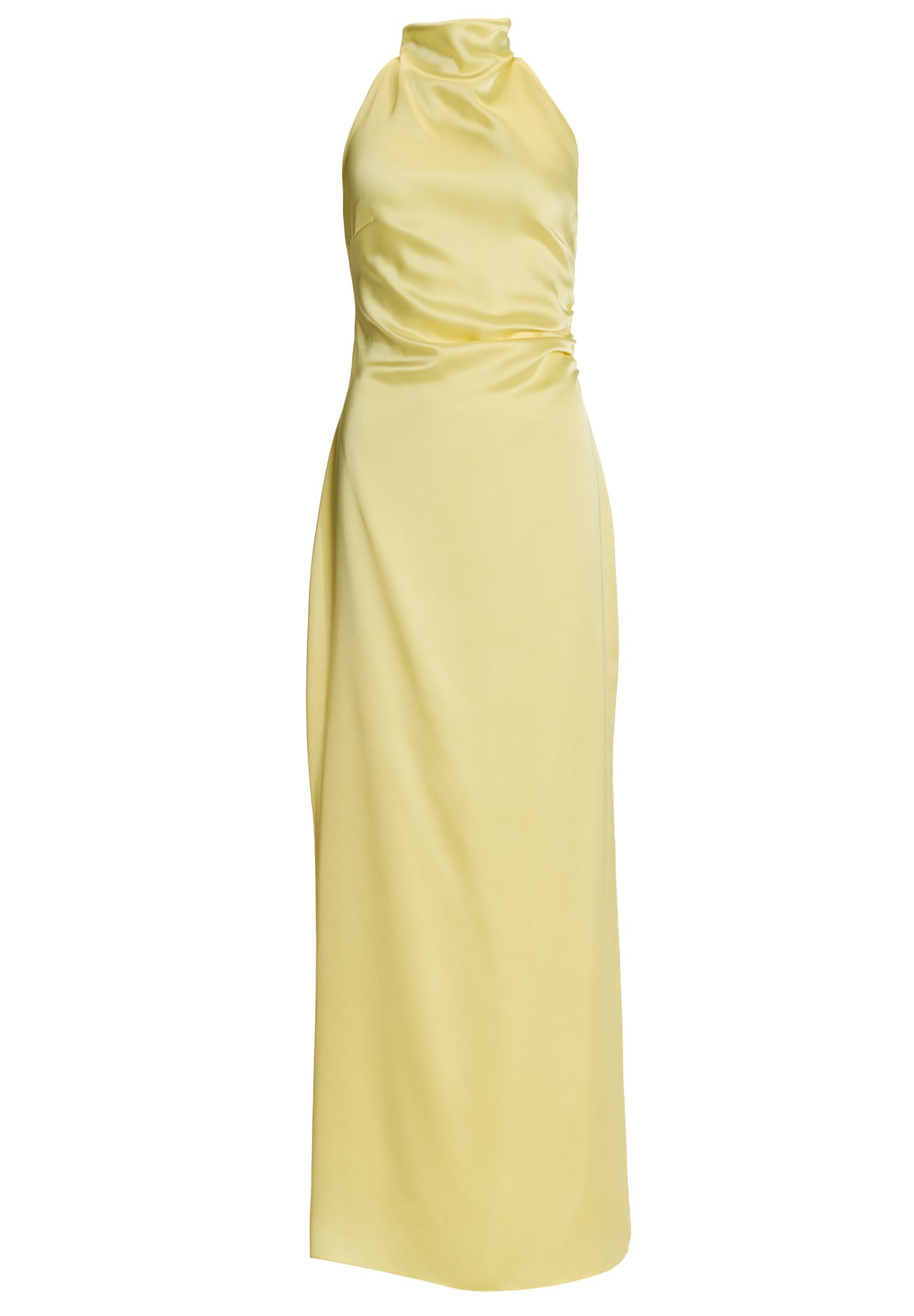 Figurbetontes Abendkleid aus Stretch Satin mit Drapierung am Kragen