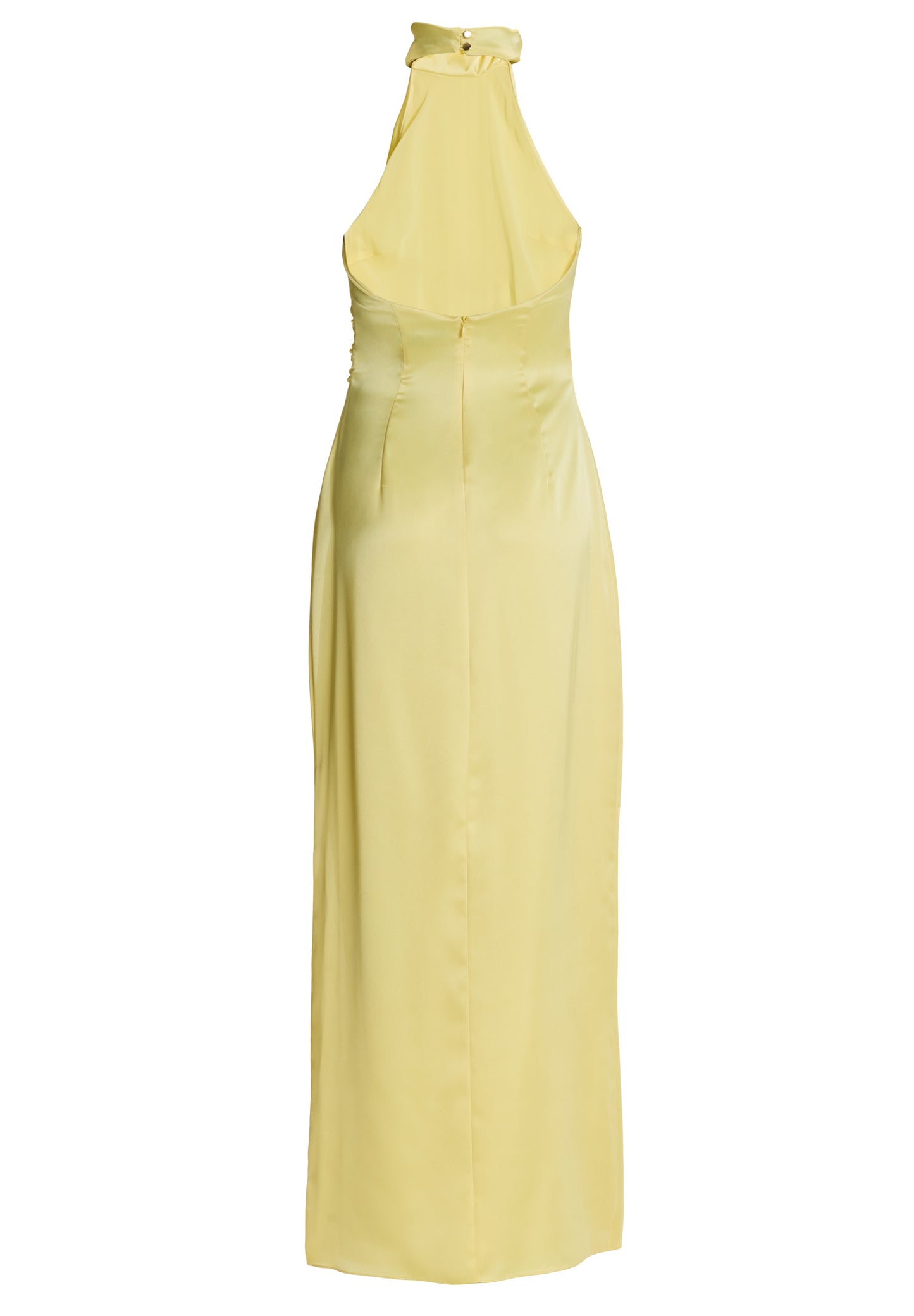 Figurbetontes Abendkleid aus Stretch Satin mit Drapierung am Kragen