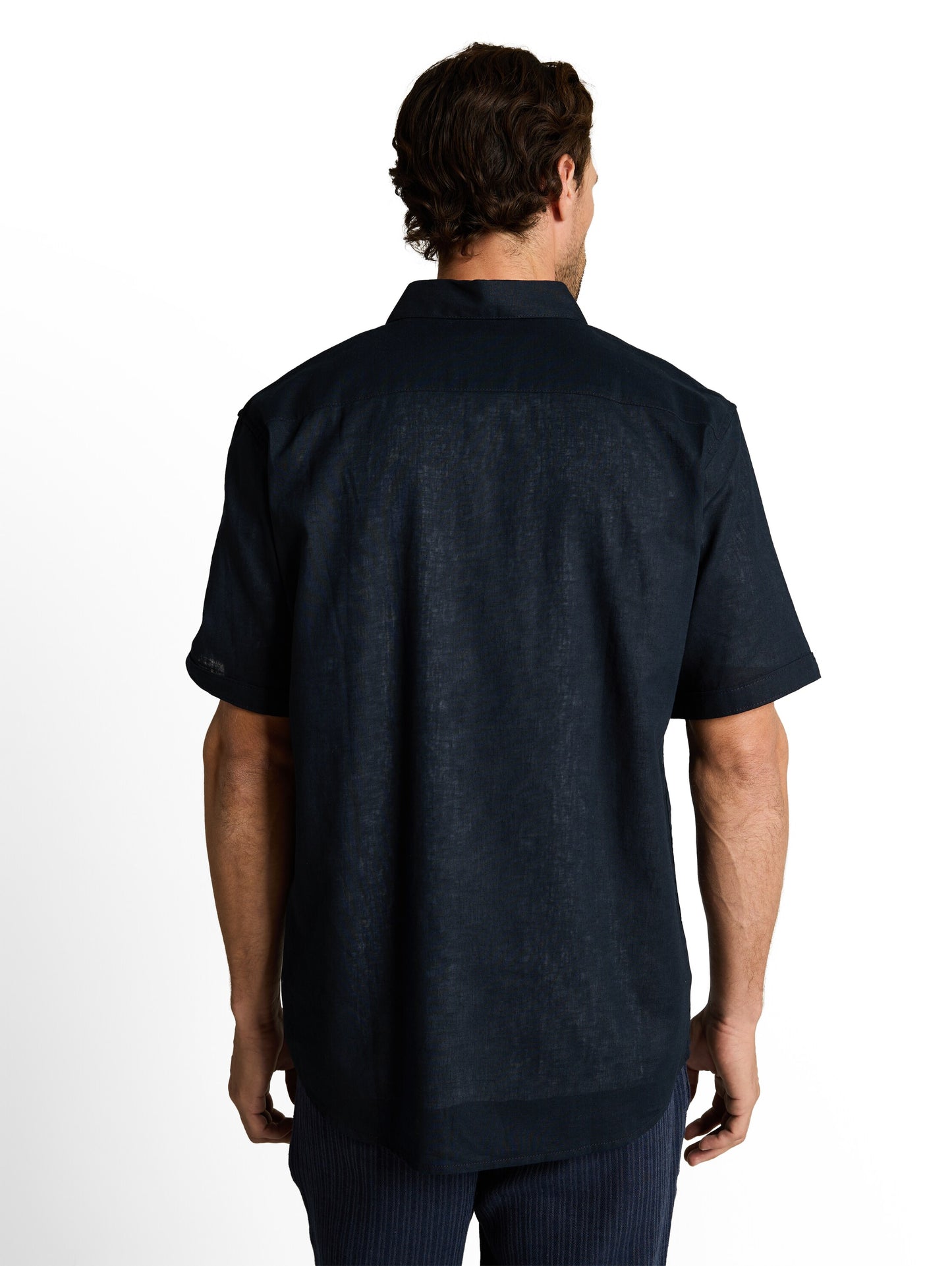 Regular Fit Kurzarmhemd mit Leinenanteil