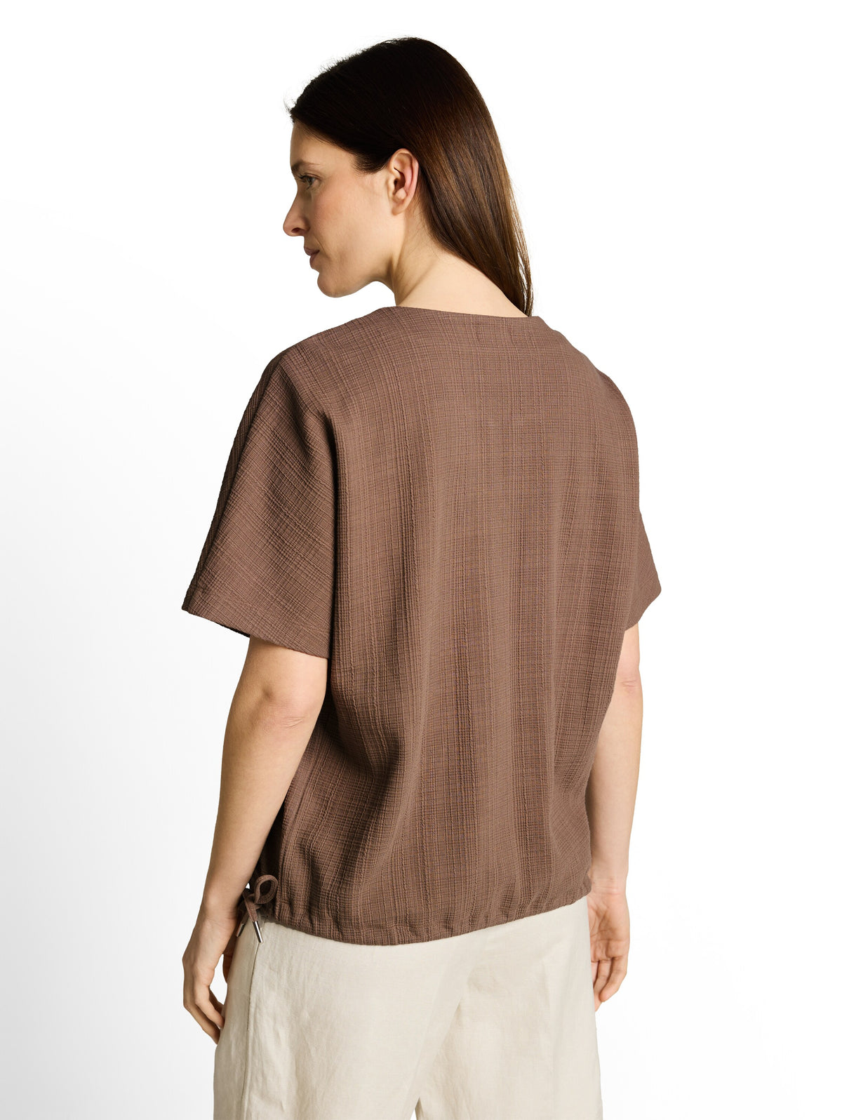 Jacquard Sweatshirt mit V-Ausschnitt