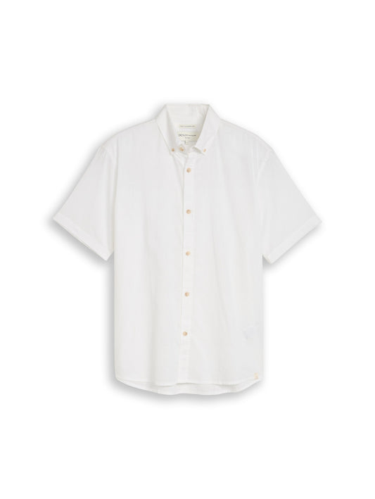 Relaxed Fit Kurzarmhemd mit Leinenanteil