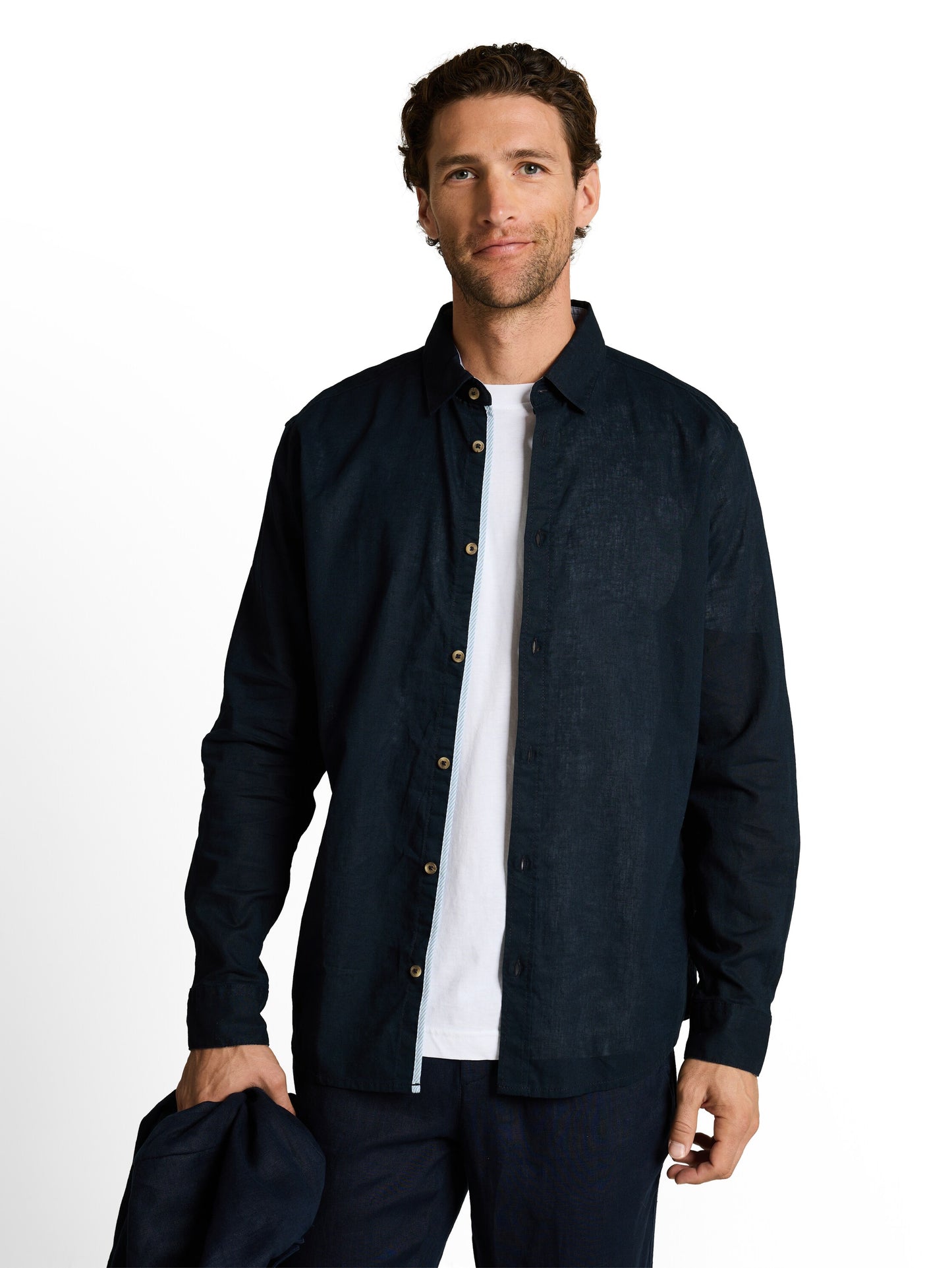 Regular Fit Hemd mit Leinenanteil