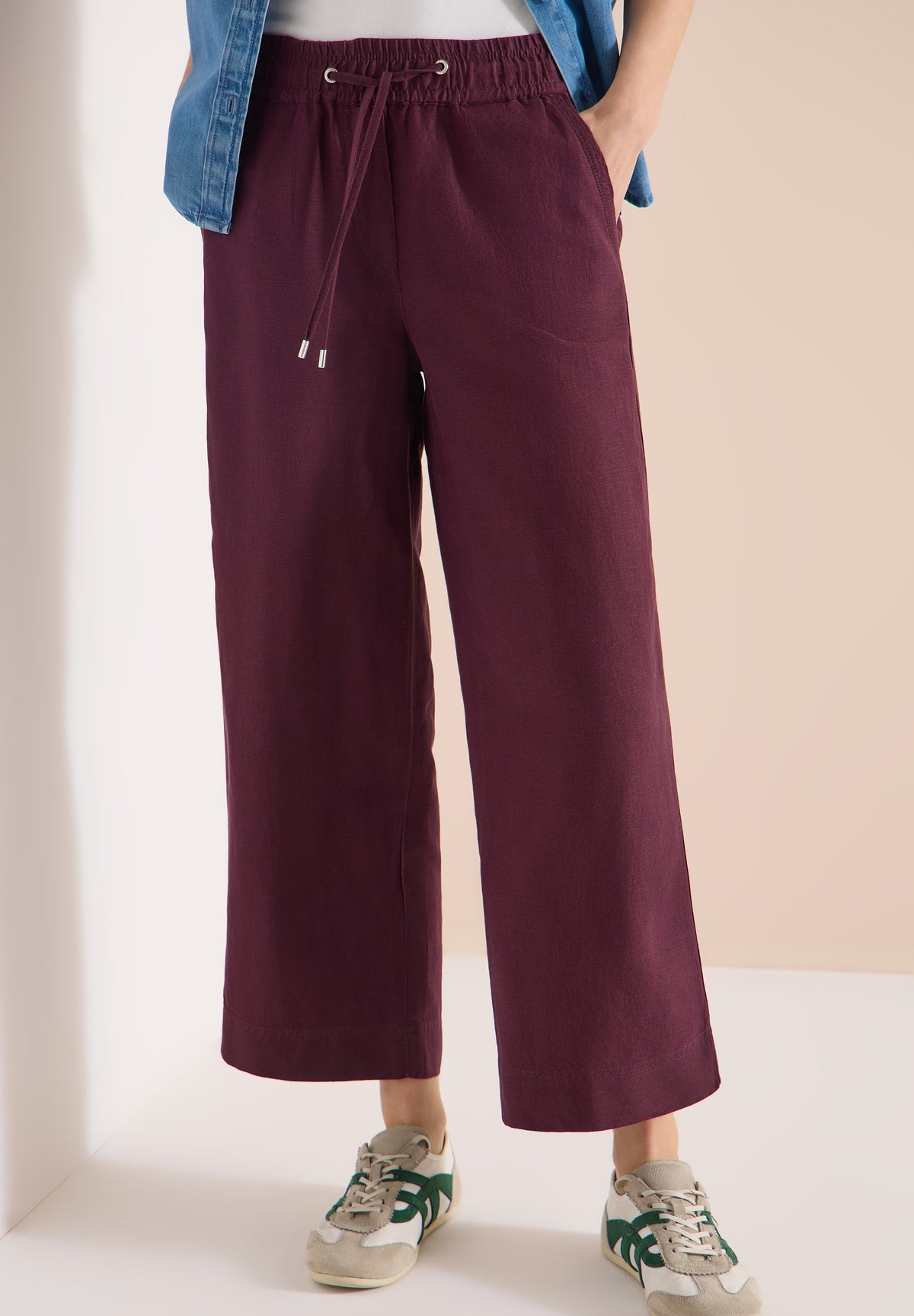 High Waist Wide Leg Hose aus Leinenmix