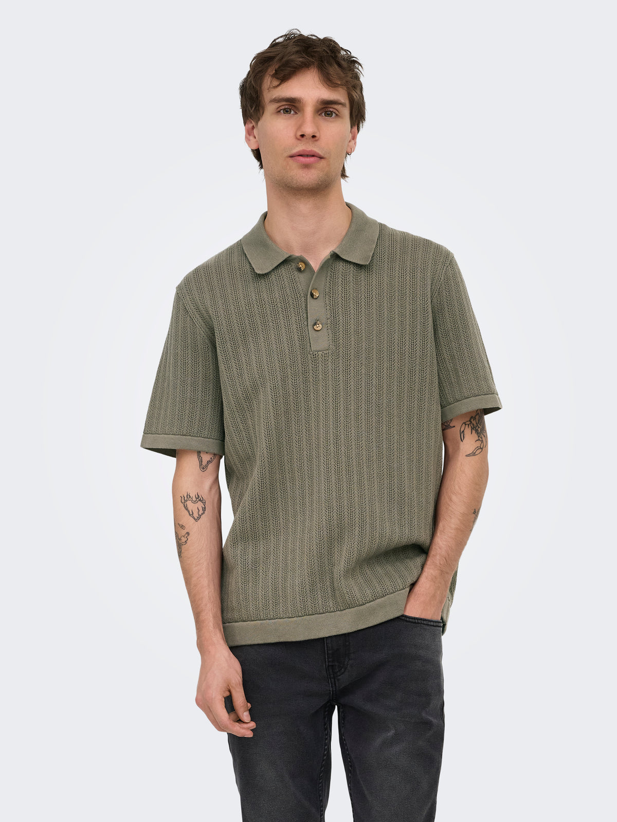 ONSMOON REG 12 SS POLO KNIT NOOS