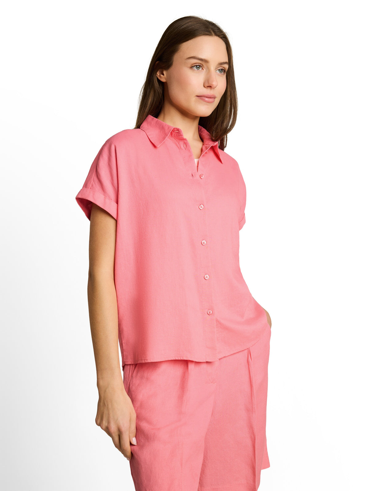 Loose Fit Bluse mit Leinenanteil