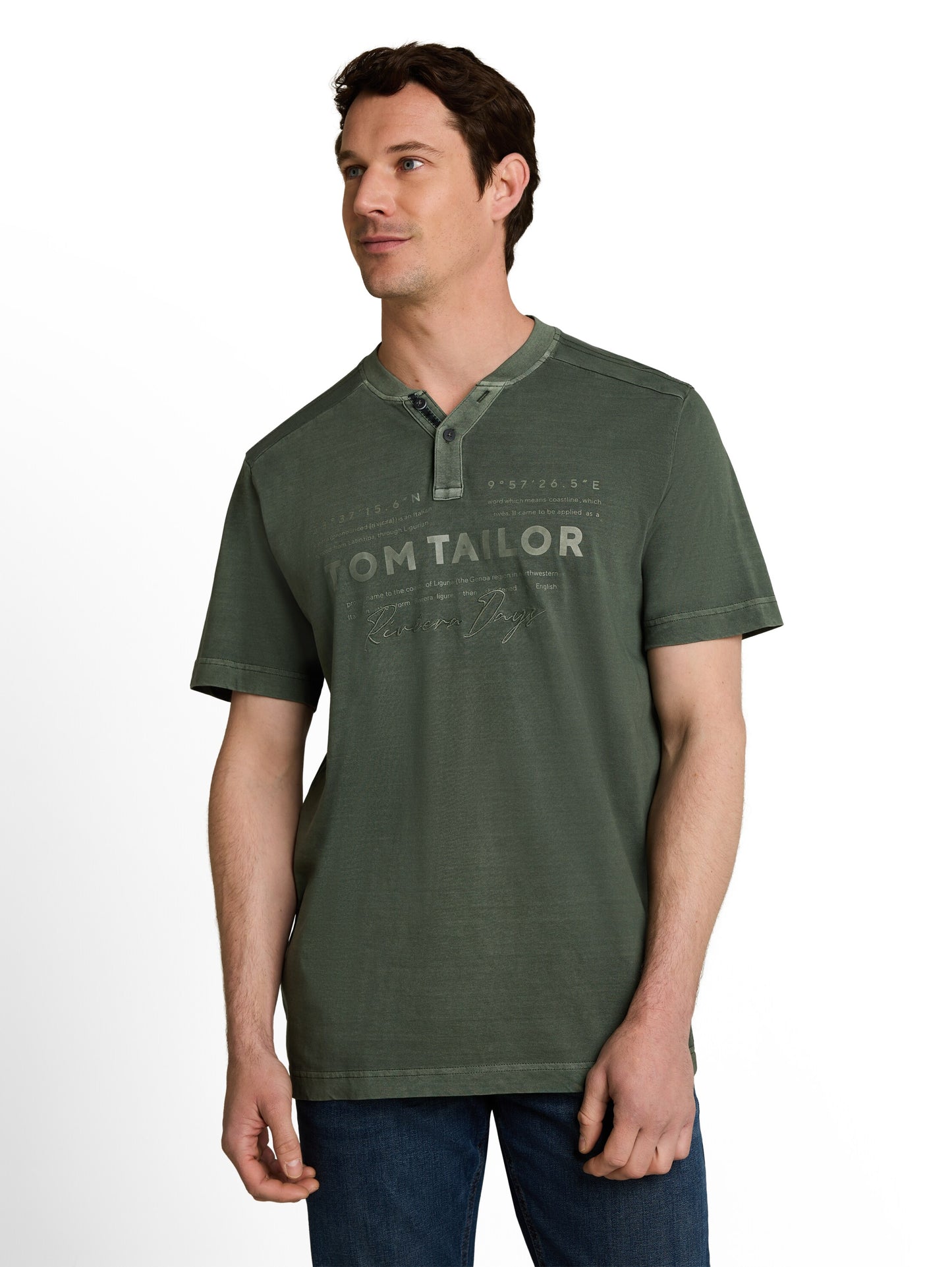 Henley T-Shirt im Used-Look