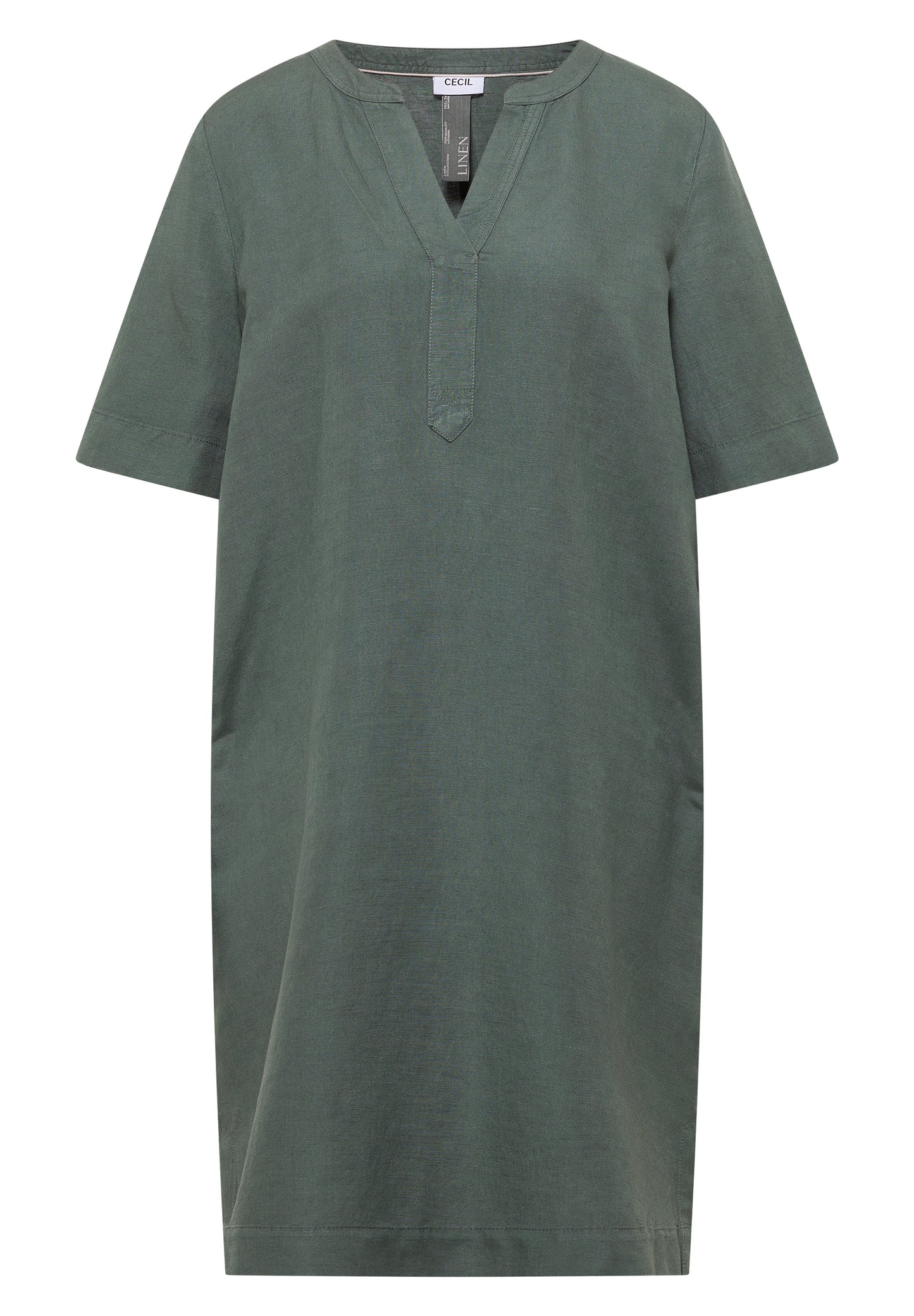 Knielanges Kleid aus Leinenmix