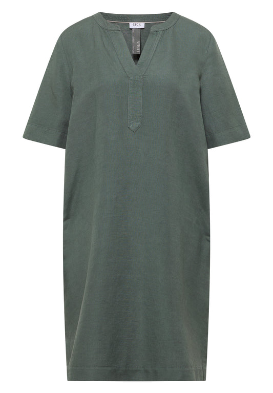 Knielanges Kleid aus Leinenmix