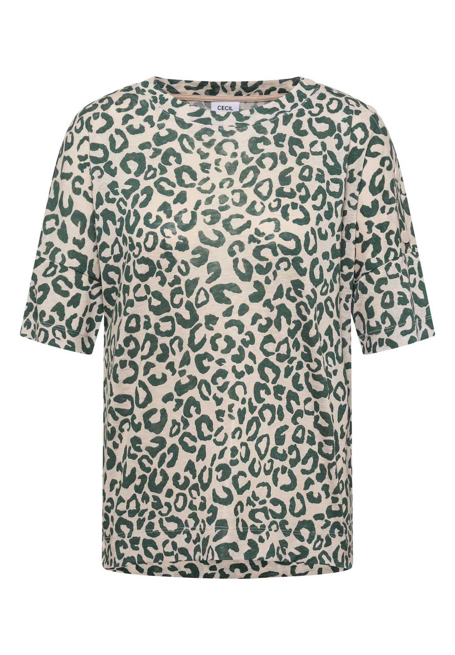 Kurzarm Shirt mit Knöpfen und Leo-Print