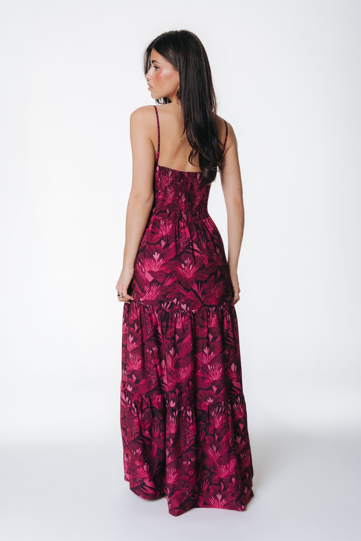Fenna Tonal Flower Spaghetti Maxi Dress