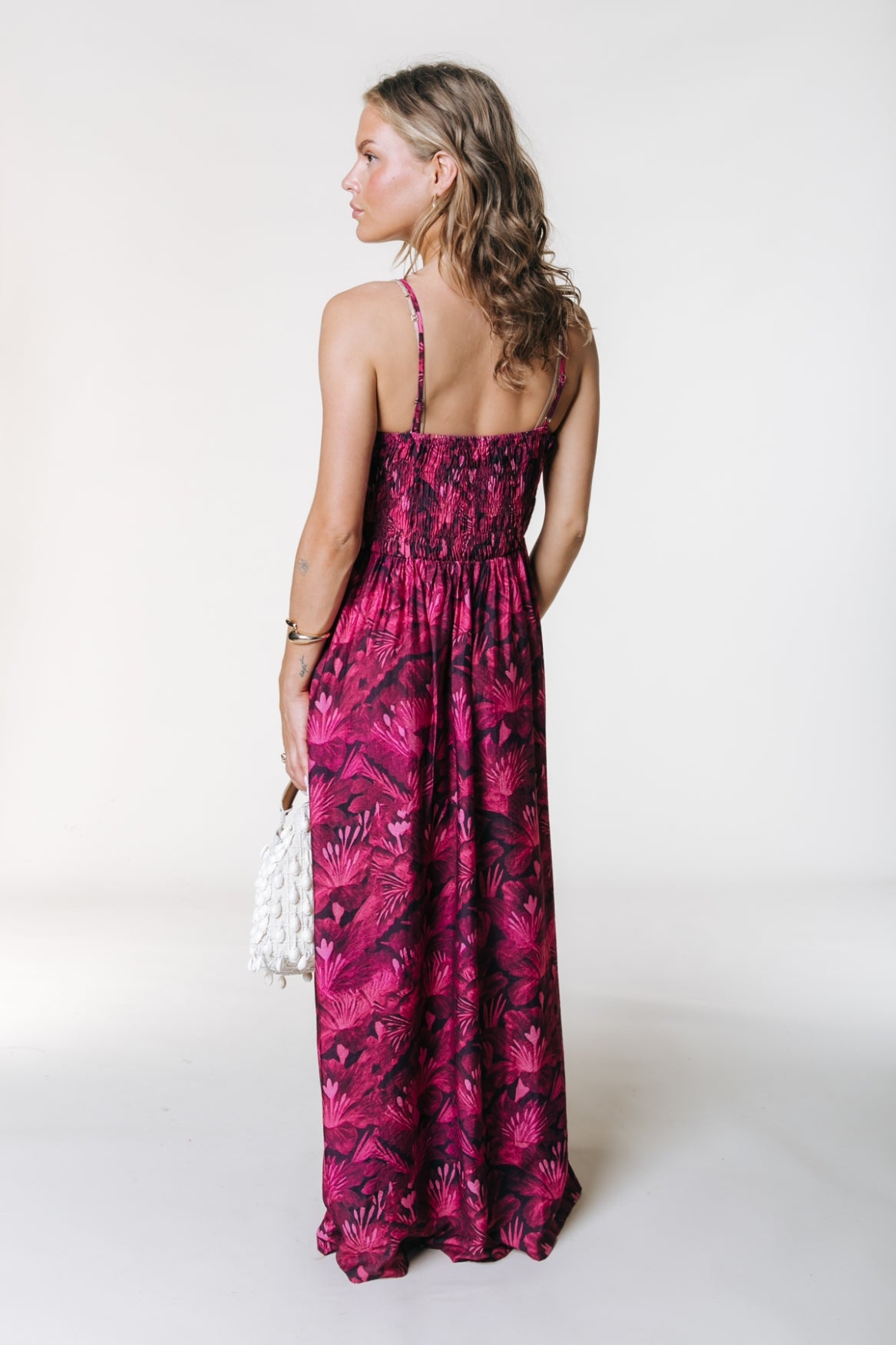 Fenna Tonal Flower Spaghetti Maxi Dress