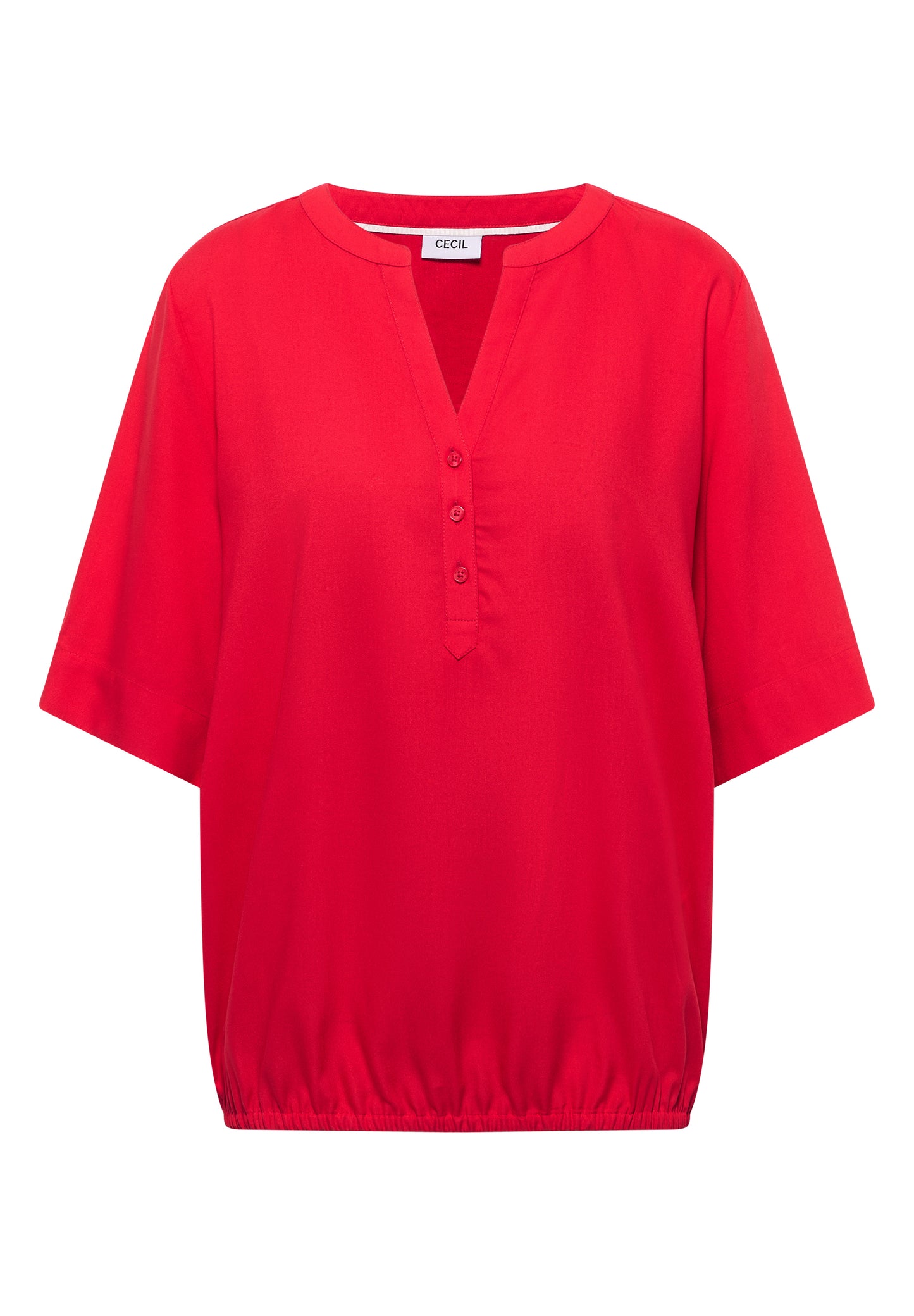 Kurzarm Bluse mit Split Neck