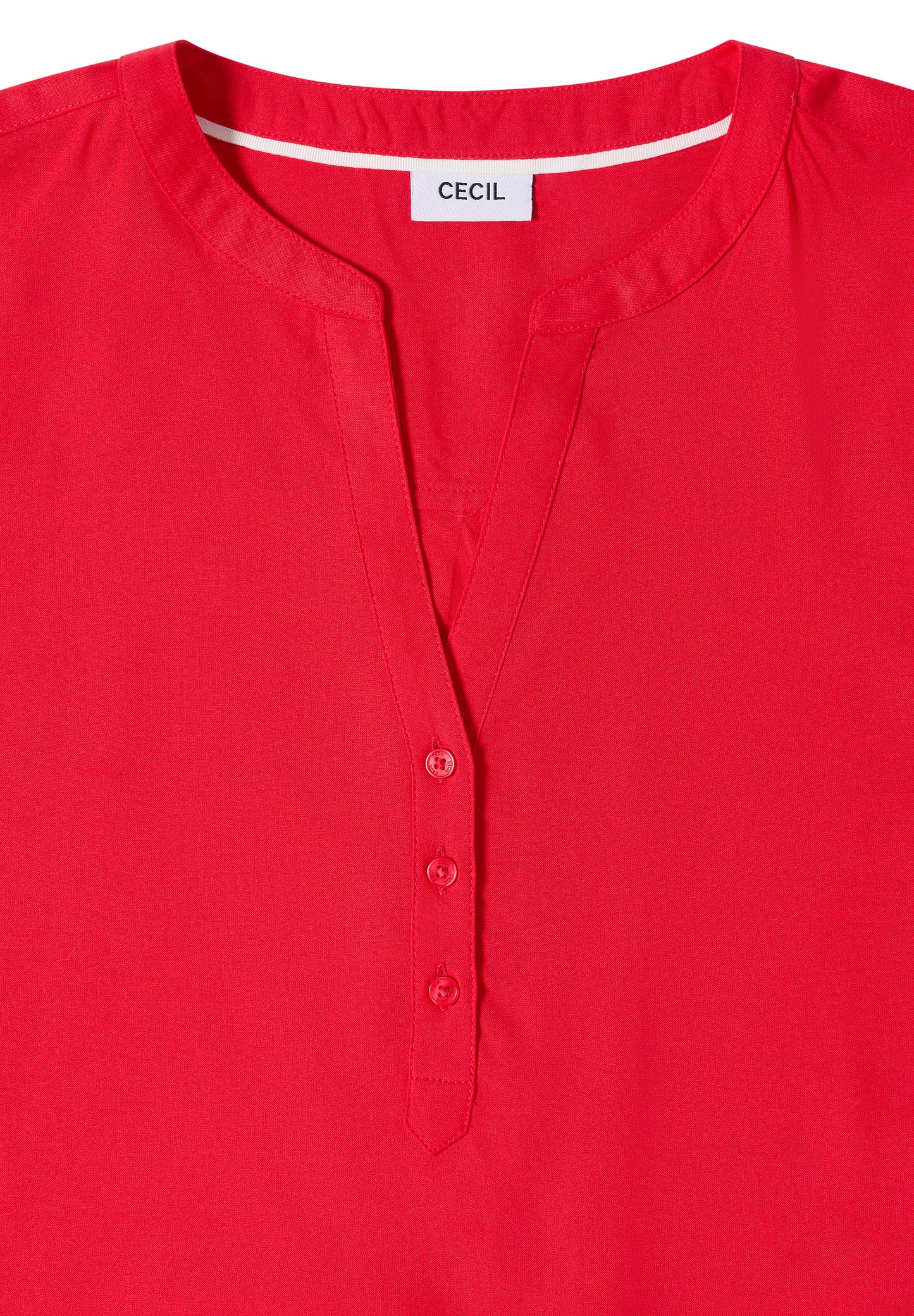 Kurzarm Bluse mit Split Neck