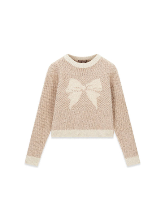 LS CN BOW JACQUARD SWTR