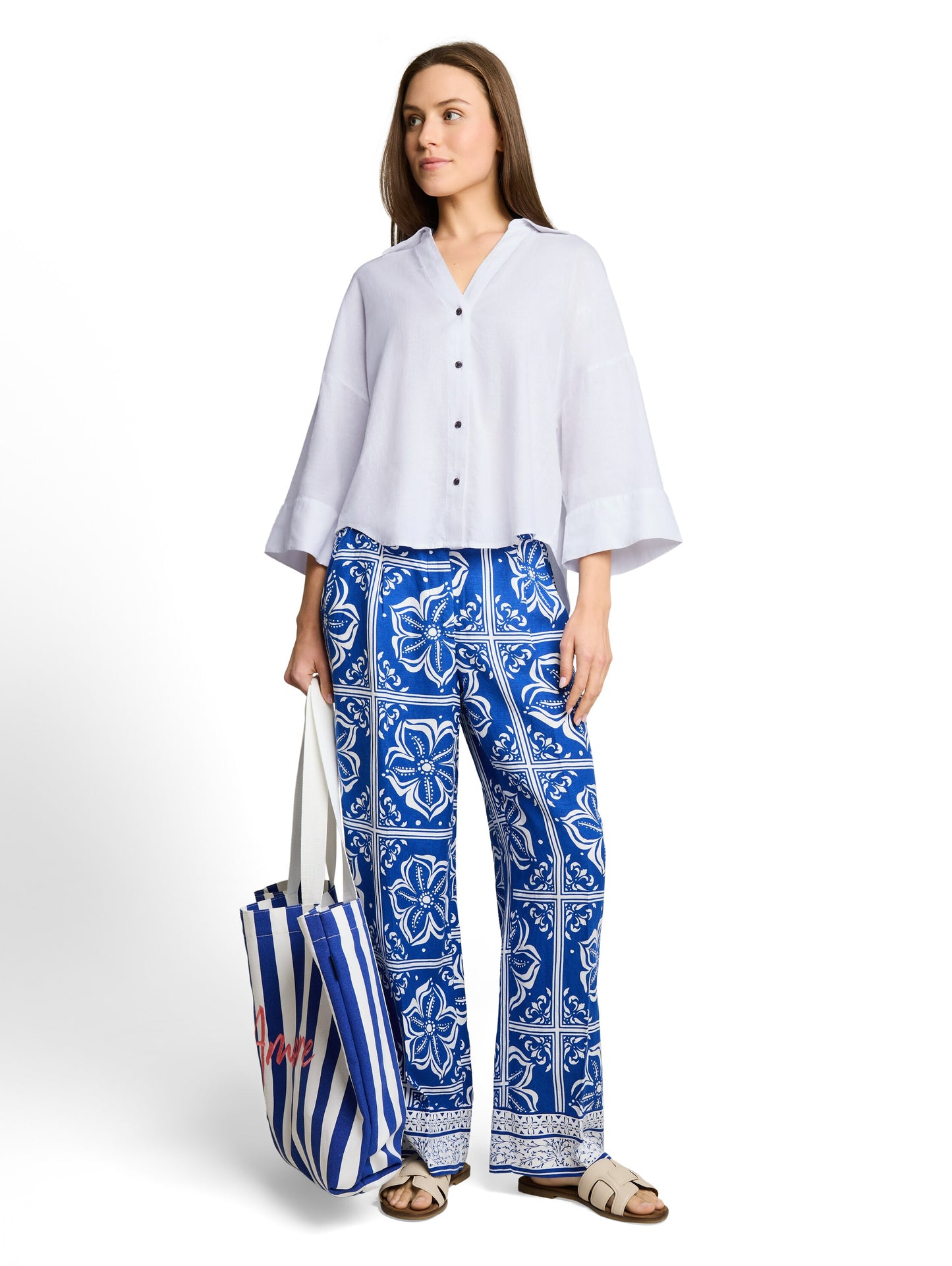 Oversize Bluse mit Leinenanteil