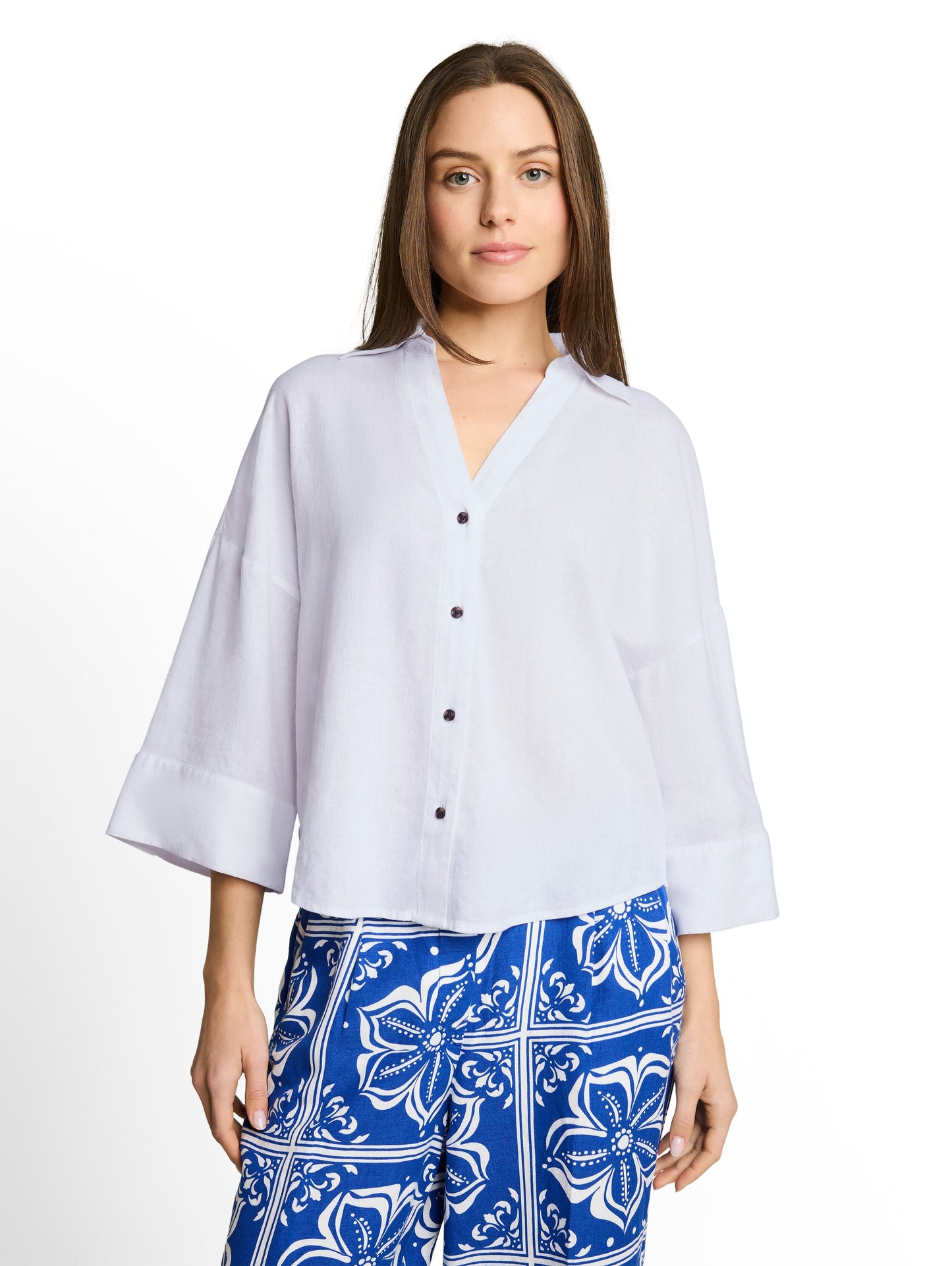 Oversize Bluse mit Leinenanteil
