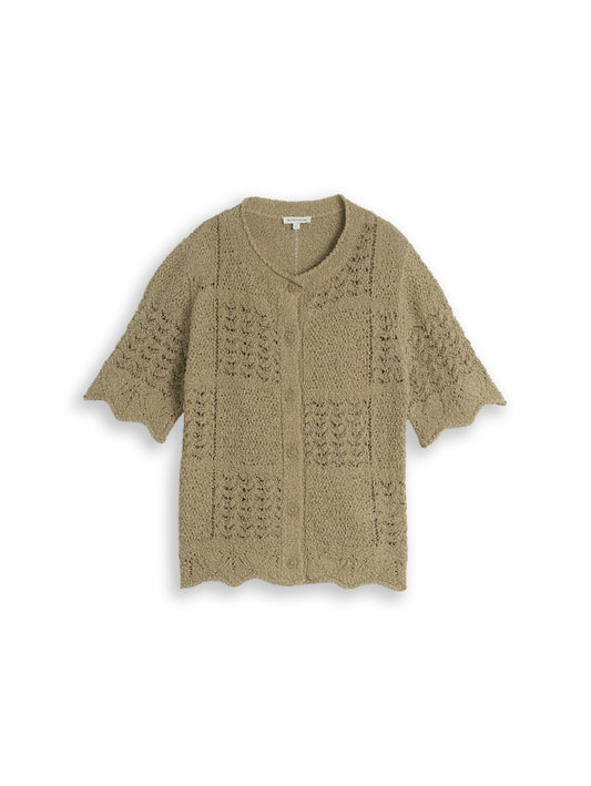 Cardigan mit welligen Saumkanten