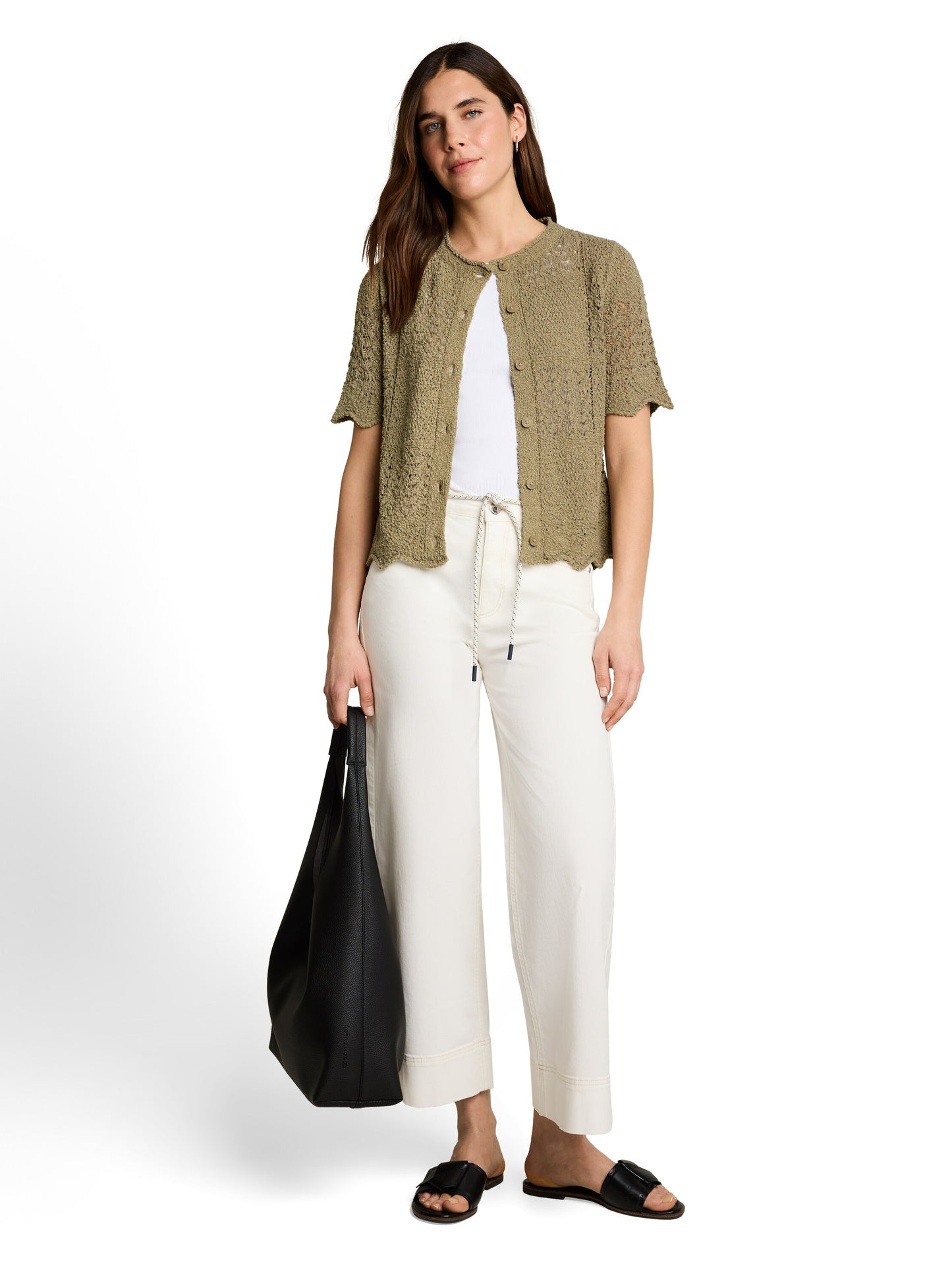 Cardigan mit welligen Saumkanten