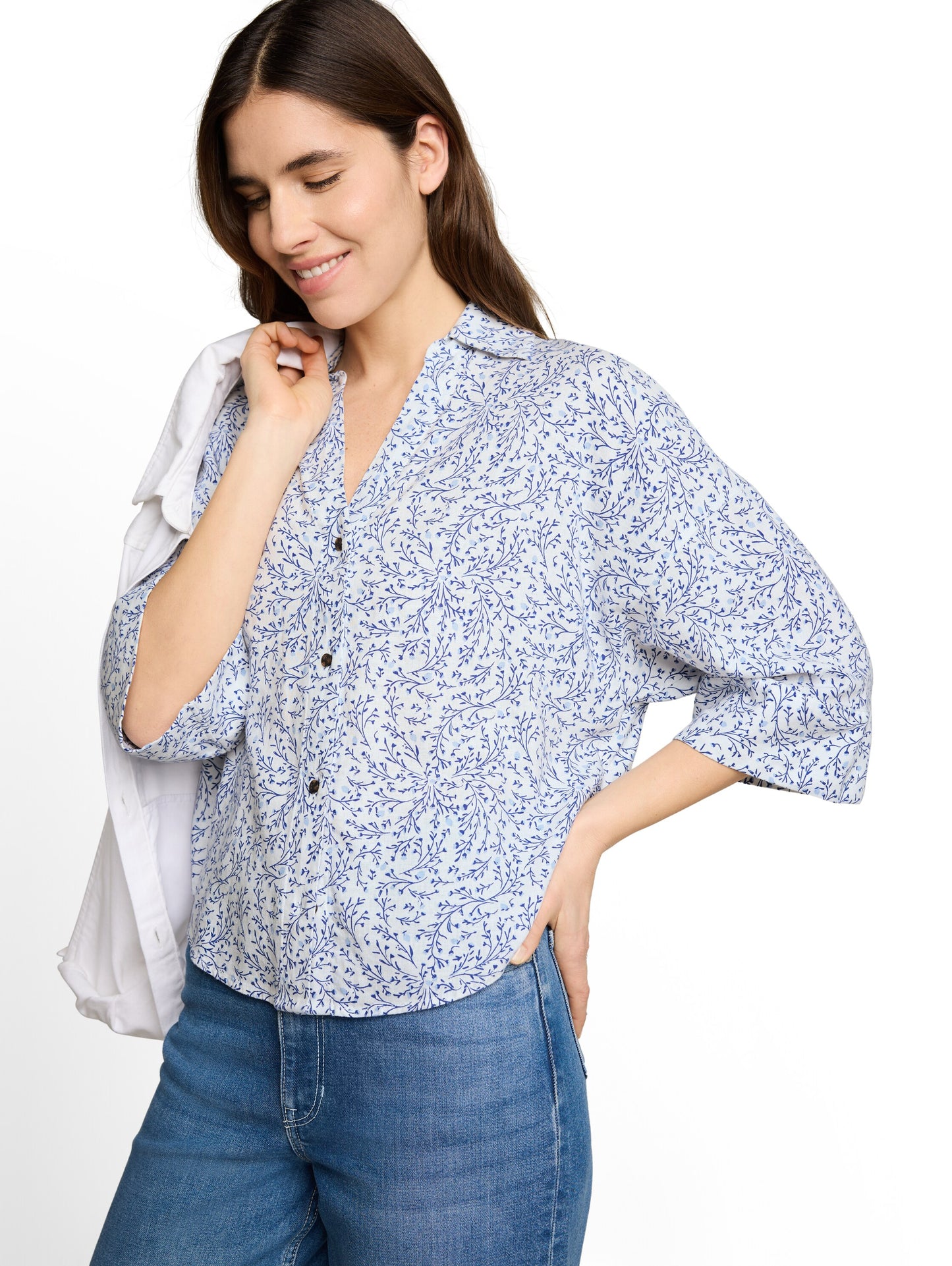 Oversize Bluse mit Leinenanteil