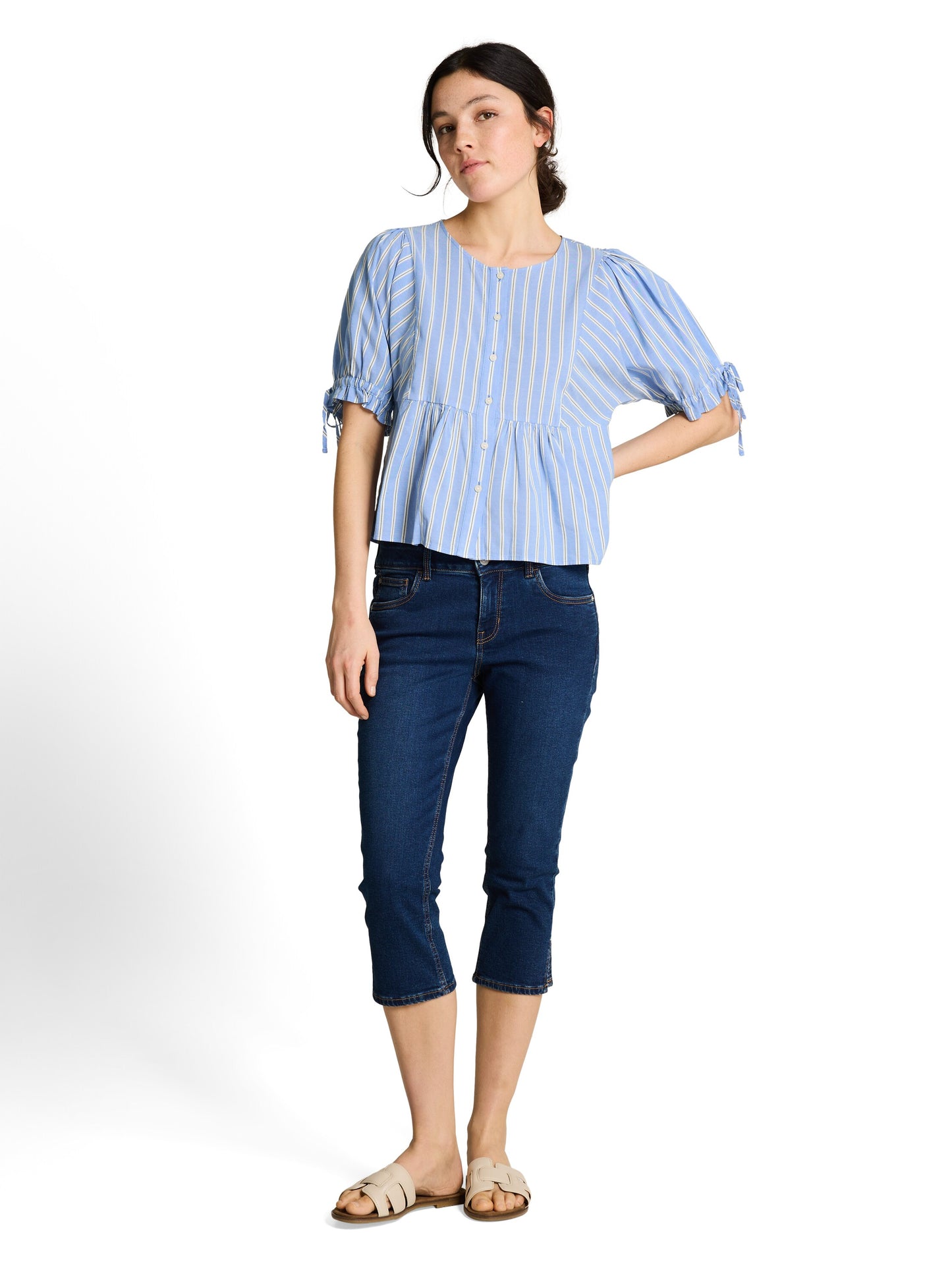 Bluse mit Streifen und Schleifendetails