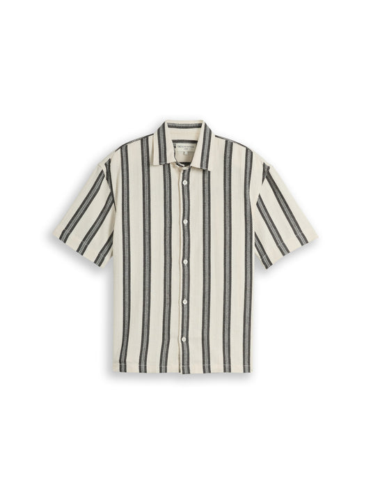 Loose Fit Kurzarmhemd mit Streifenmuster