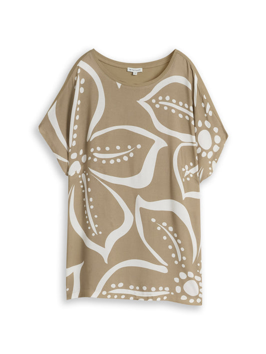 Plus Size - T-Shirt im Material-Mix