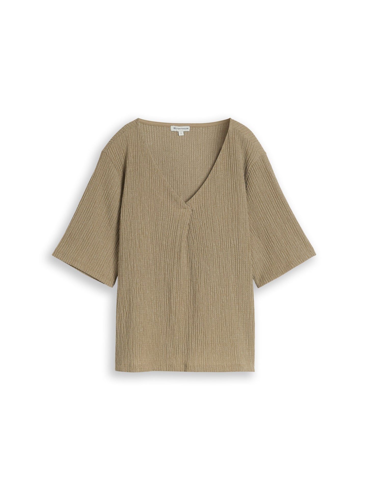 Crinkle T-Shirt mit V-Ausschnitt