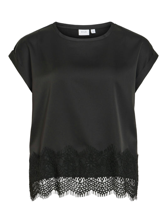 VIELLETTE S/S FULL SATIN LACE TOP - NOOS