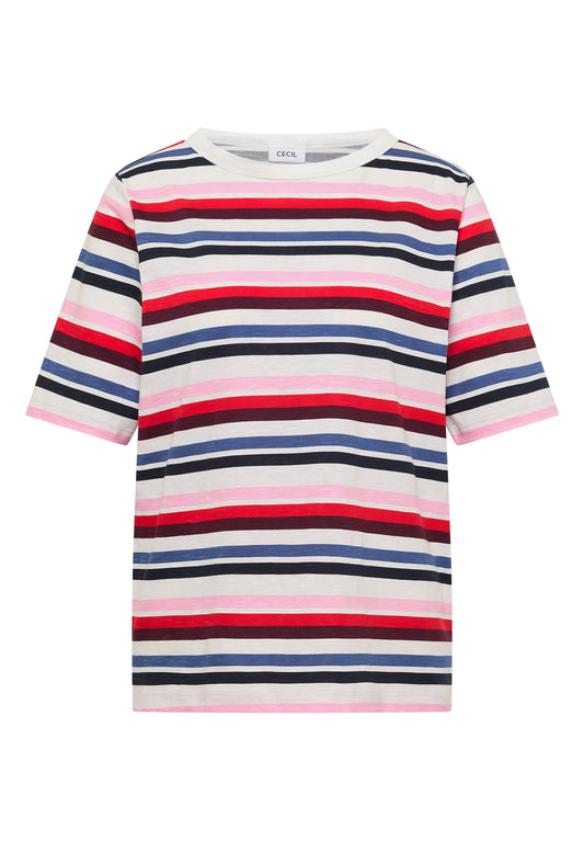 Kurzarm Shirt mit Multicolor Streifen