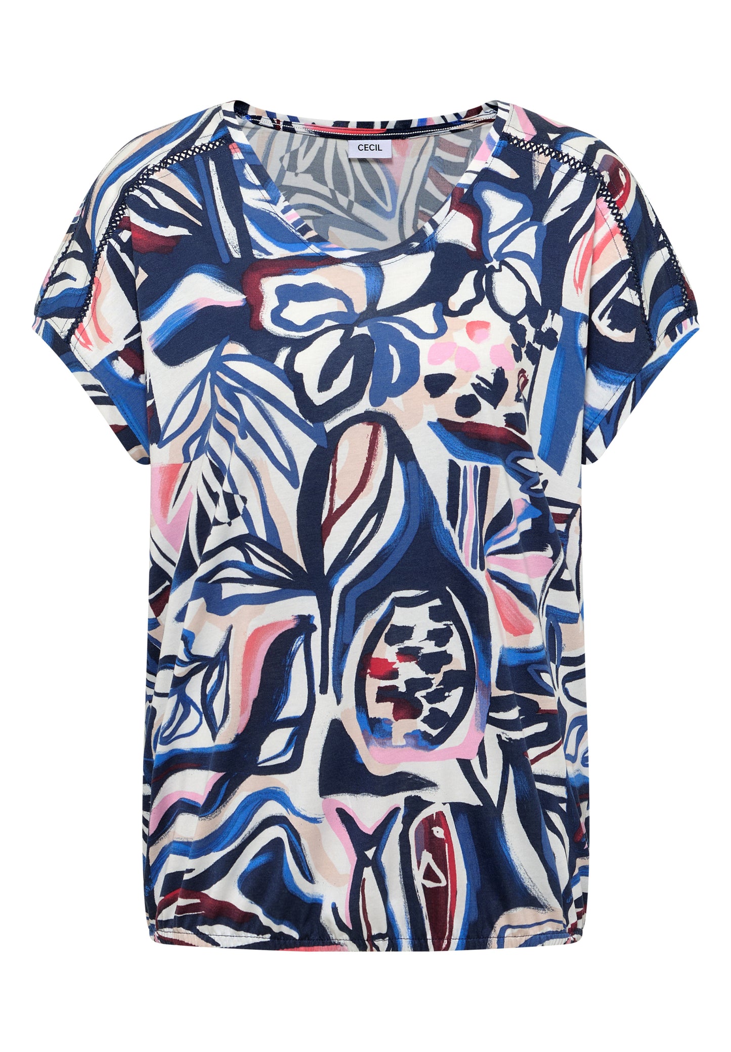 Kurzarm Shirt mit Spitzendetail