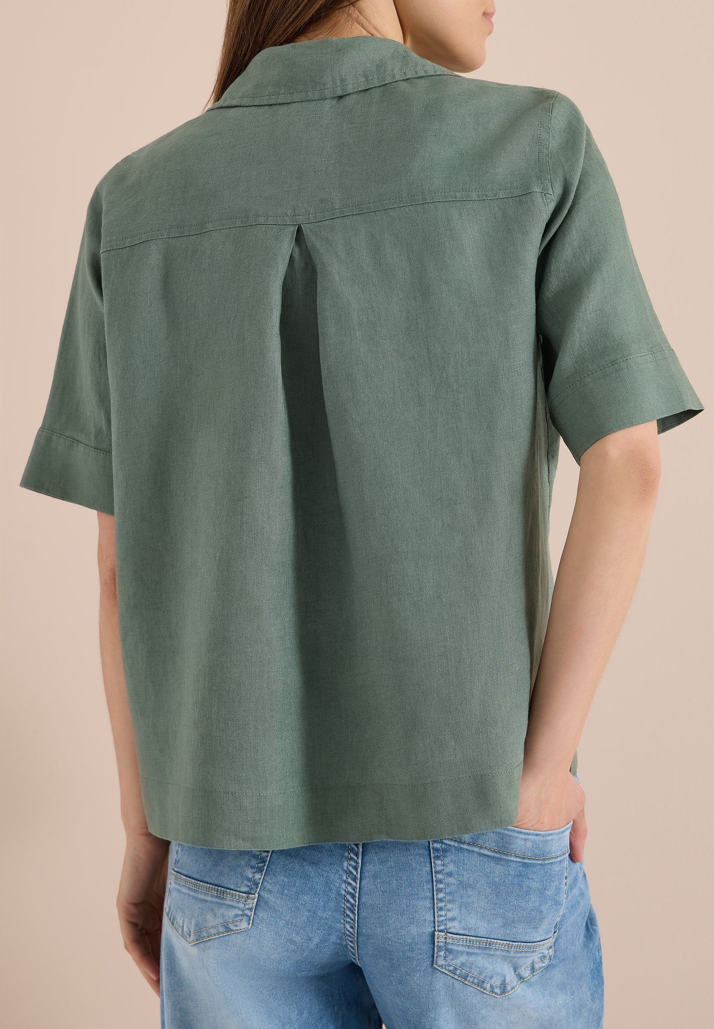 Kurzarm Hemdbluse aus reinem Leinen