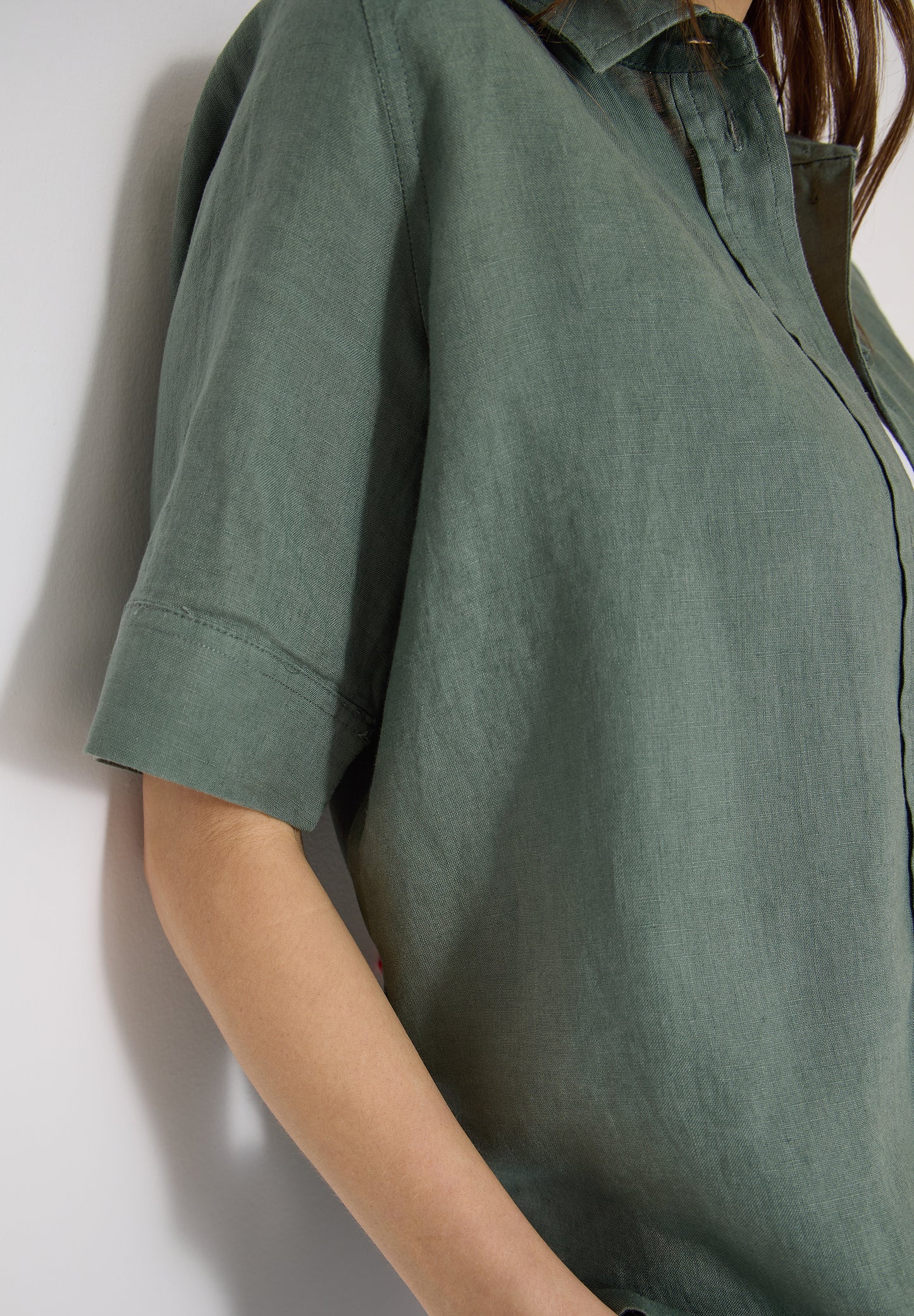 Kurzarm Hemdbluse aus reinem Leinen
