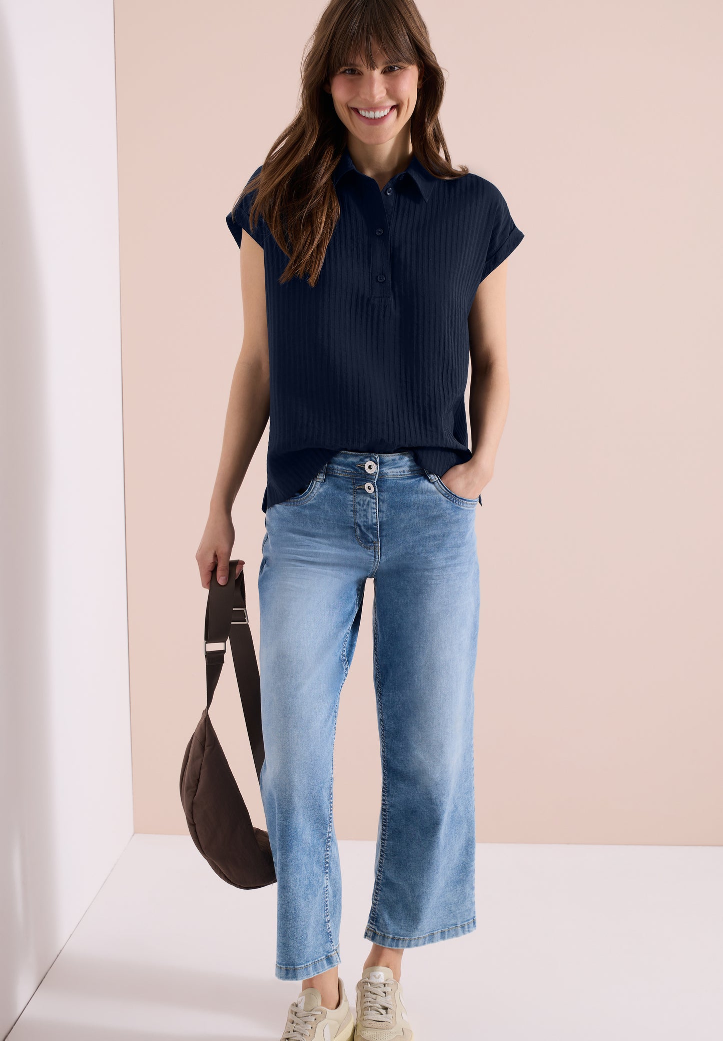 Dropped Shoulder Bluse mit Struktur