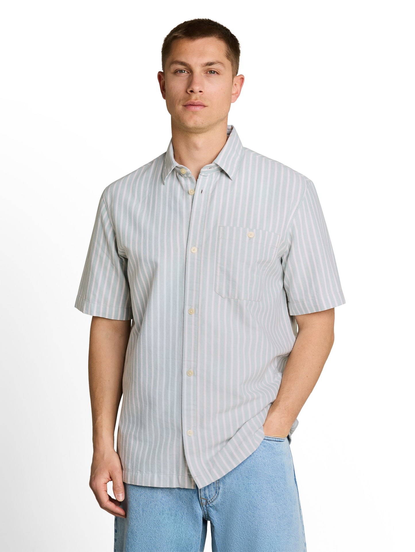 Relaxed Fit Kurzarmhemd mit Streifen